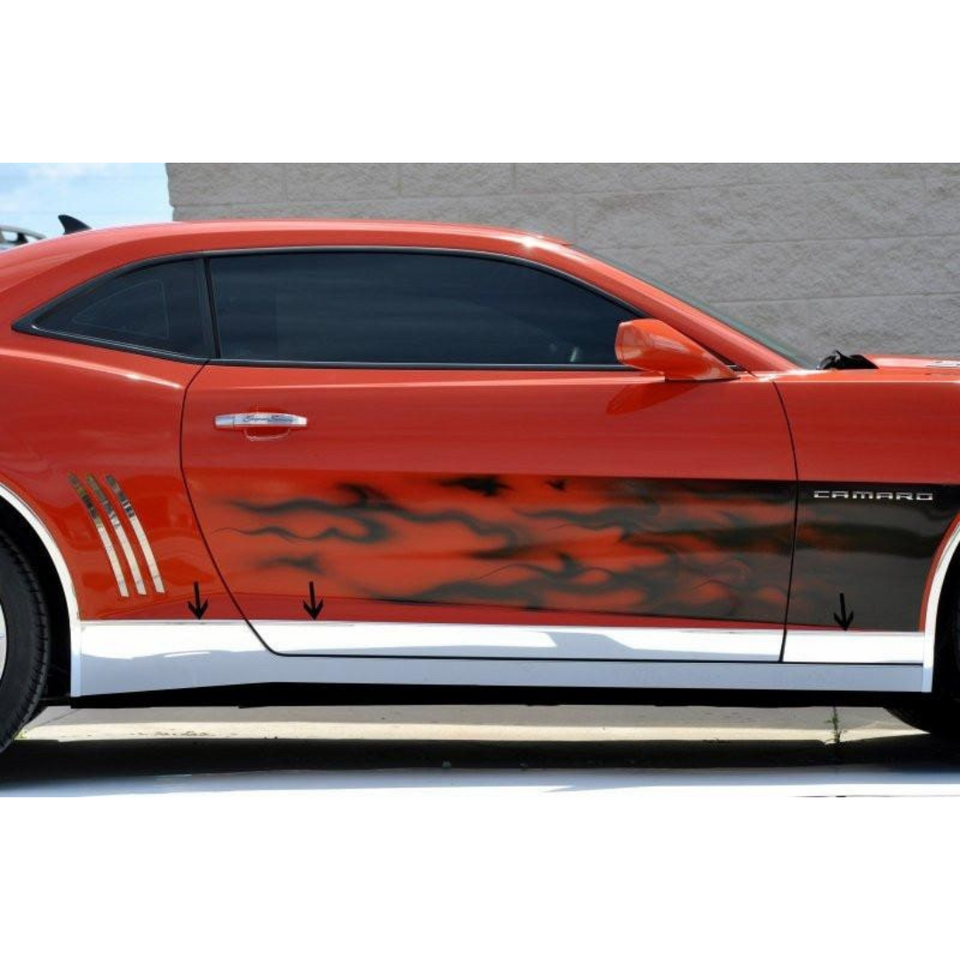 2010-2013 5th Gen Camaro Rocker Panel Trim Deluxe 6Pc Kit Polished Stainless Steel